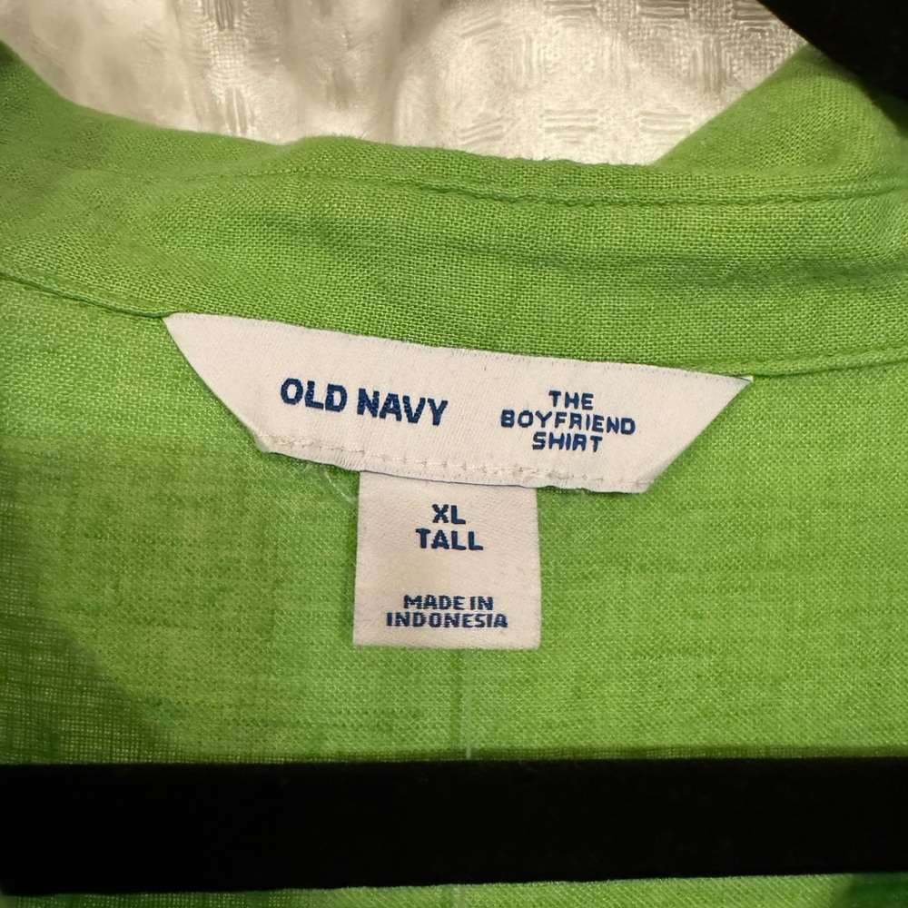 Old Navy Linen “Boyfriend” Shirt - Lime Green, XL Tall - Picture 4 of 5